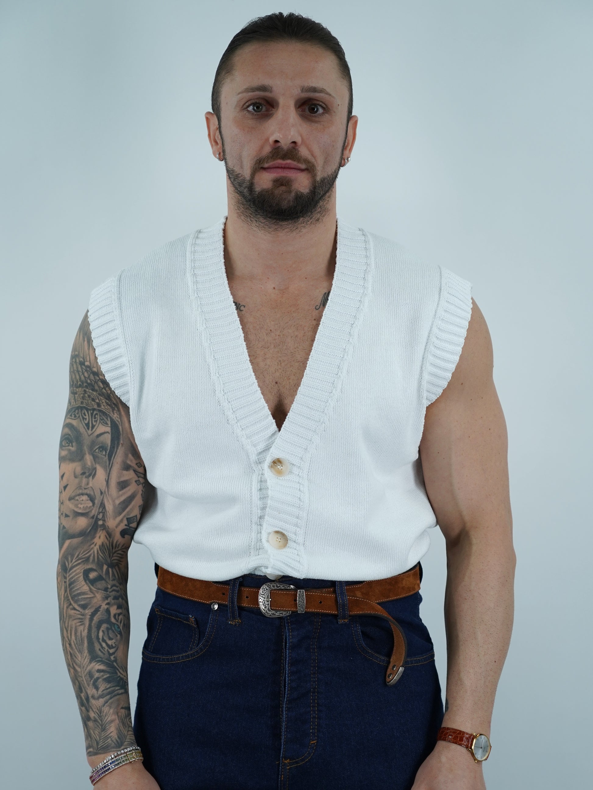 Gilet smacchinato bianco