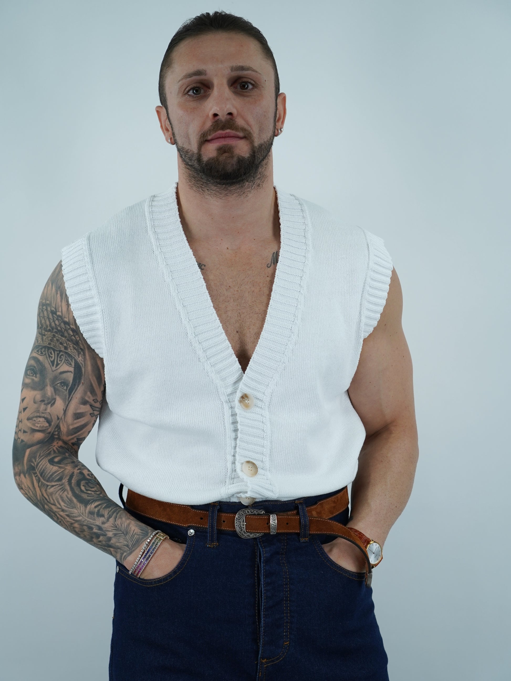 Gilet smacchinato bianco