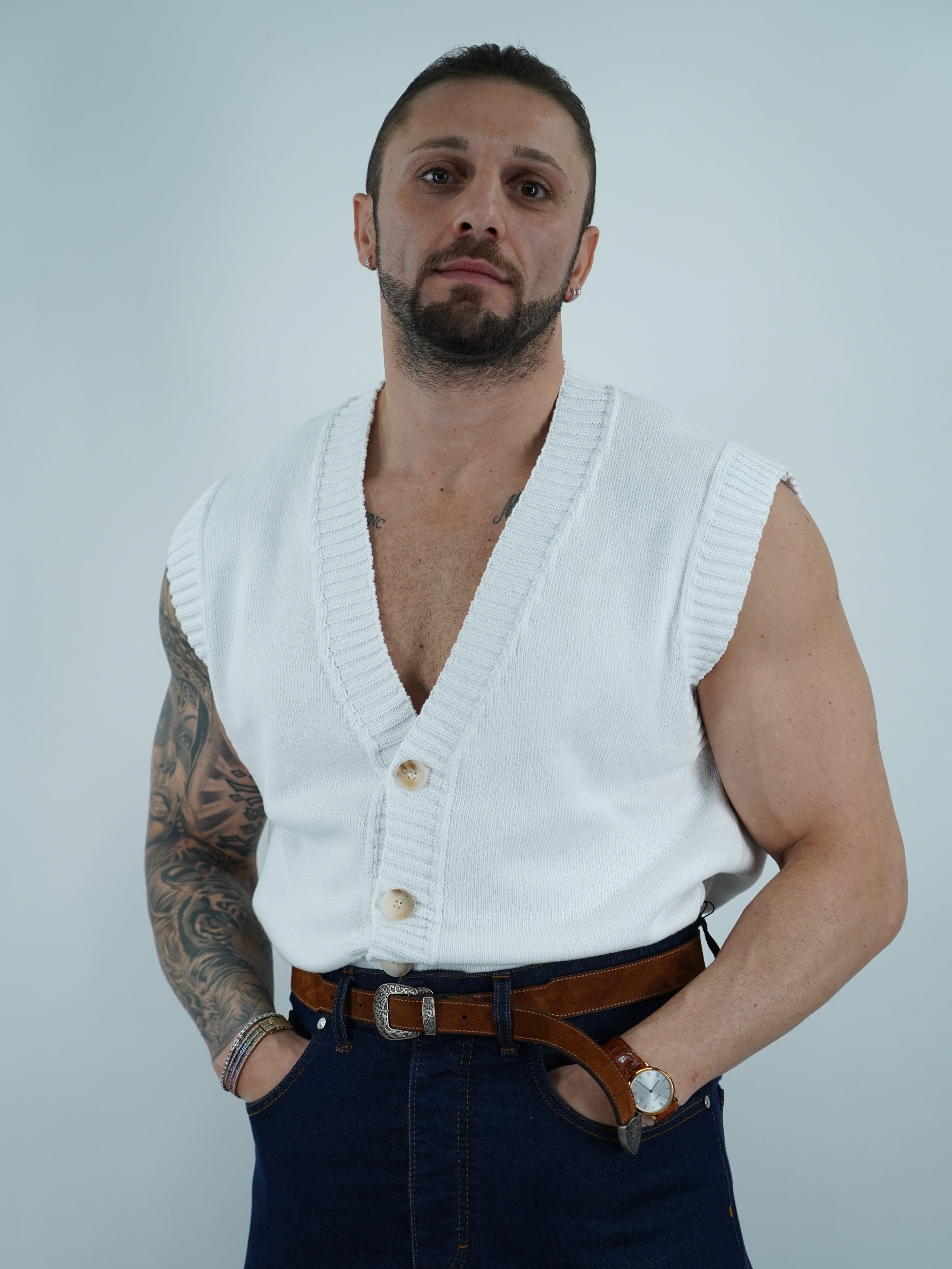 Gilet smacchinato bianco