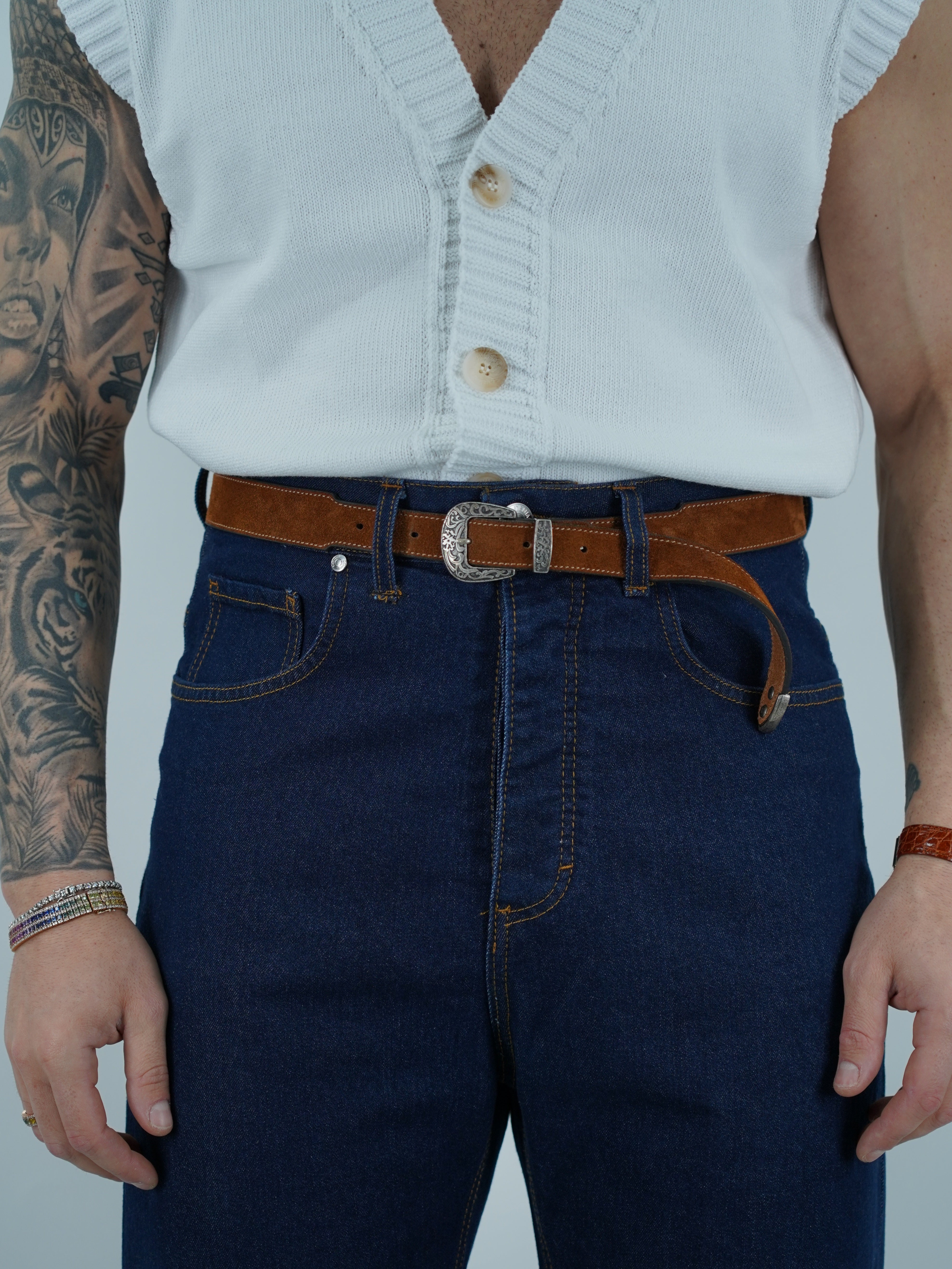 Jeans 80s a vita alta con passanti lavaggio 0 fondo ampio