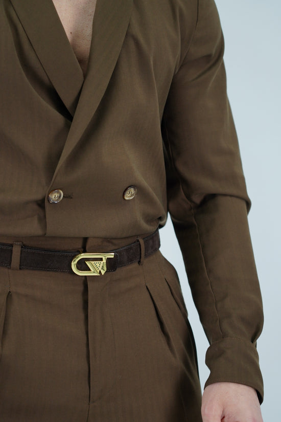 Giacca camicia doppiopetto collo a scialle colore cubano