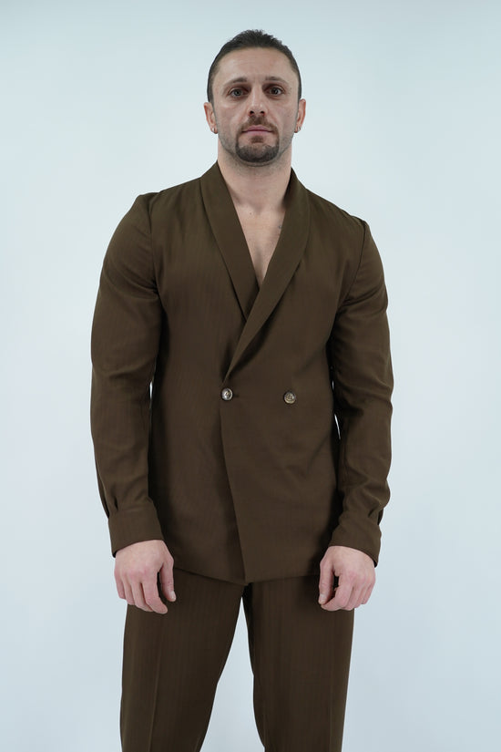 Giacca camicia doppiopetto collo a scialle colore cubano