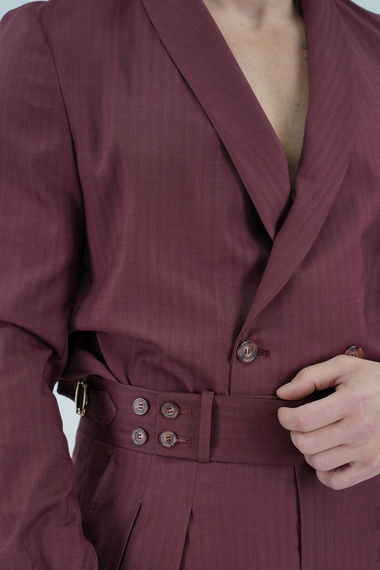 Giacca camicia doppiopetto collo a scialle rubino