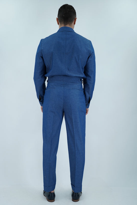 Giacca camicia doppiopetto petto napoli effetto jeans lavaggio scuro