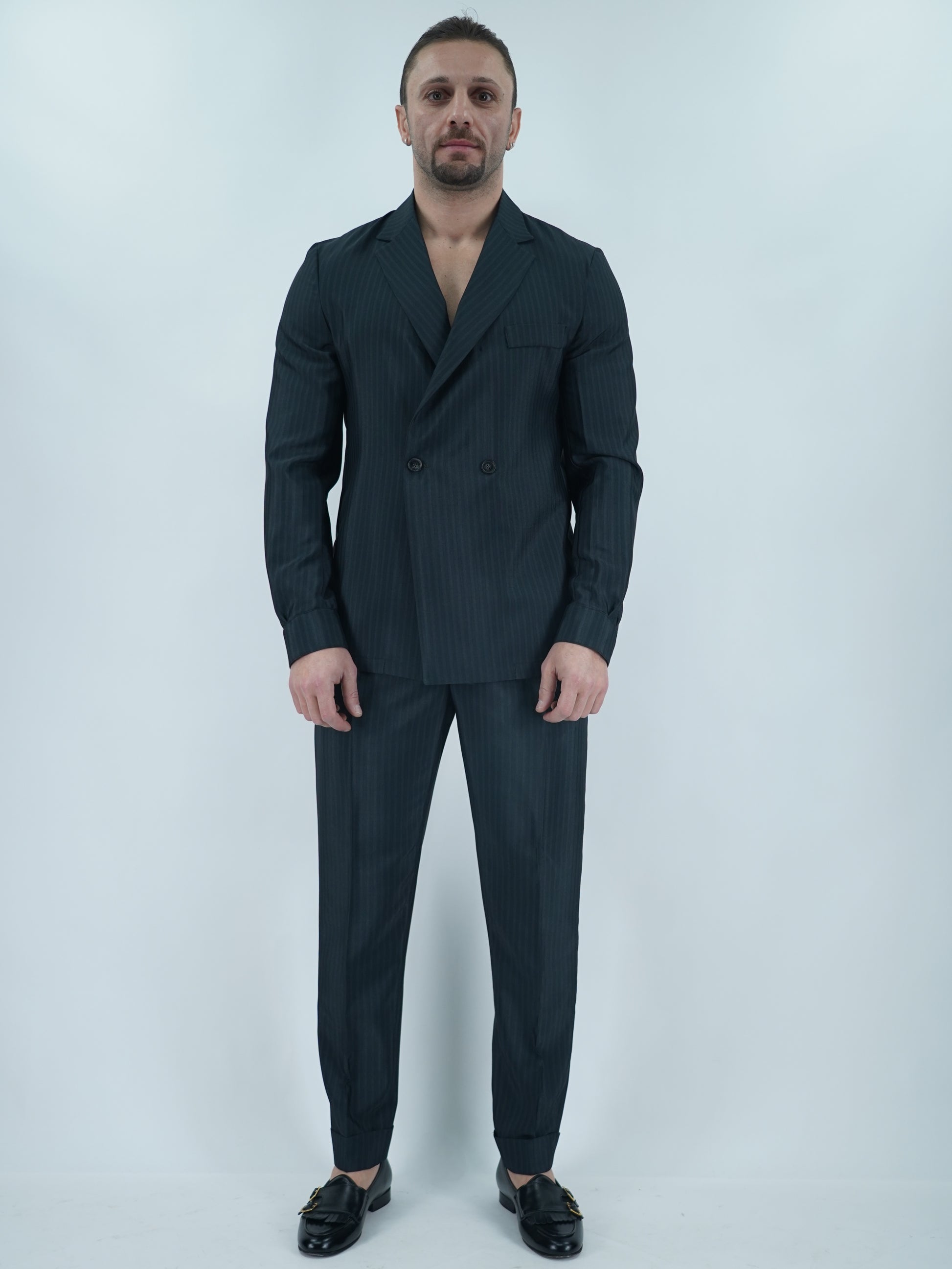 Giacca camicia doppiopetto petto napoli solaro nero