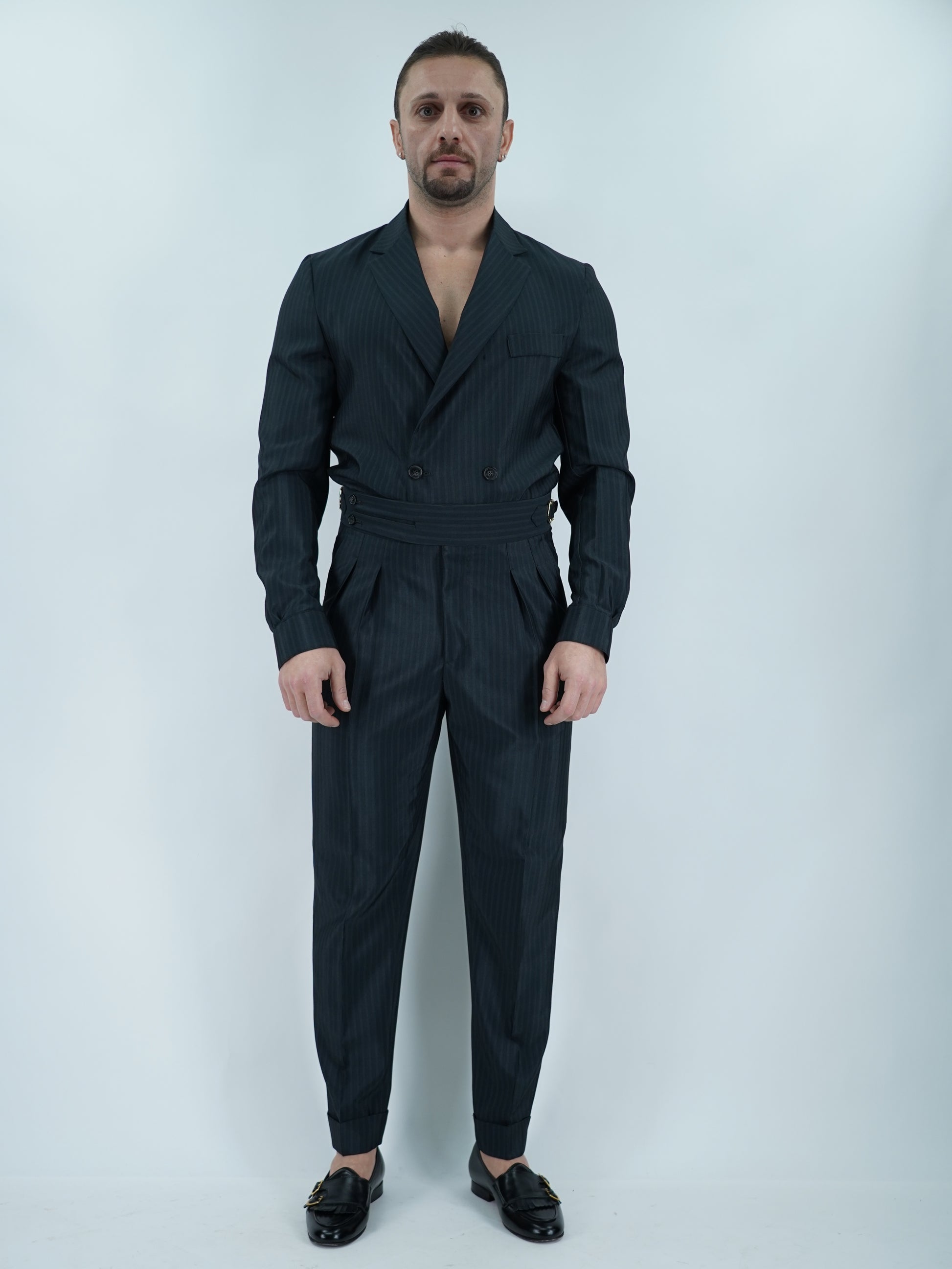 Giacca camicia doppiopetto petto napoli solaro nero
