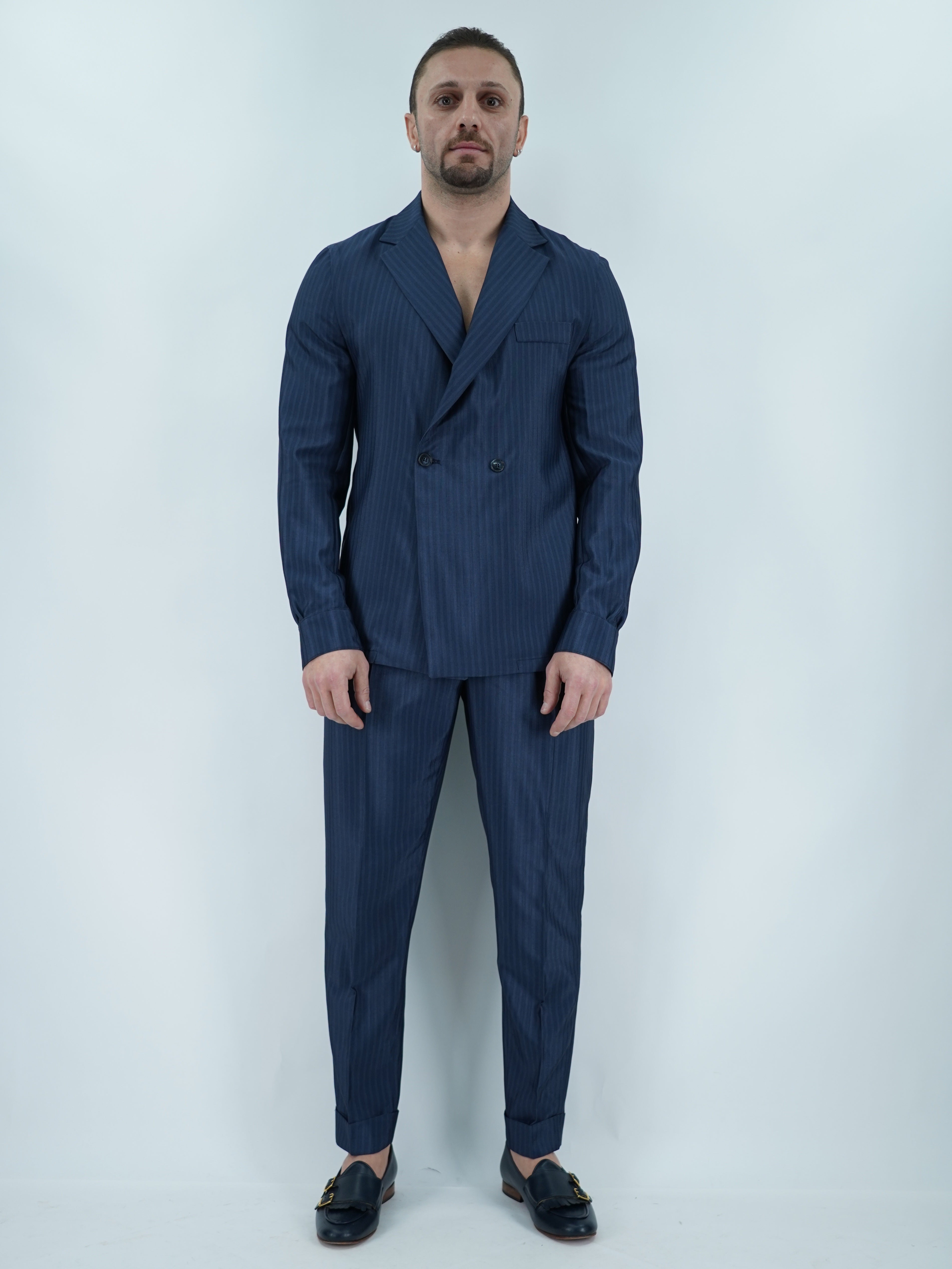 Giacca camicia doppiopetto petto napoli solaro blu