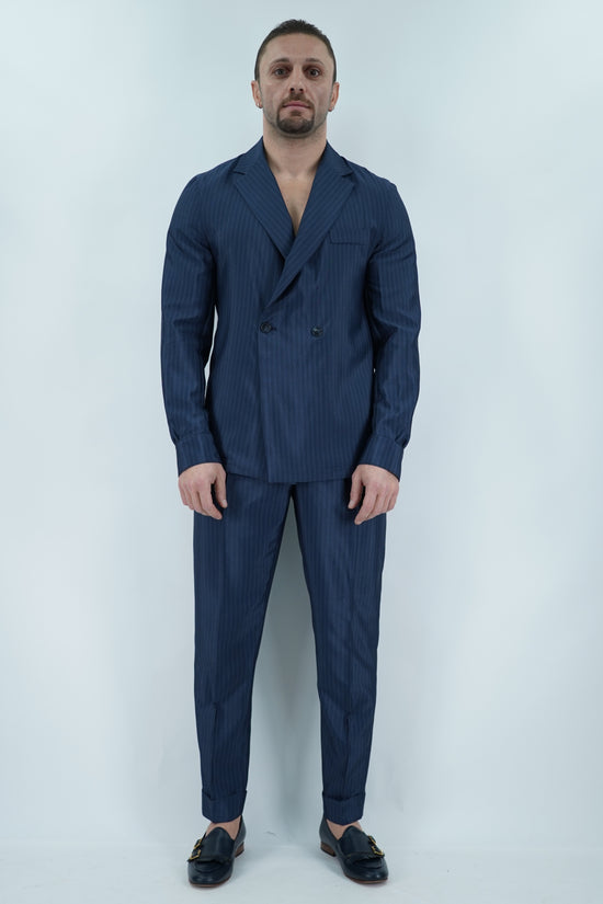 Giacca camicia doppiopetto petto napoli solaro blu