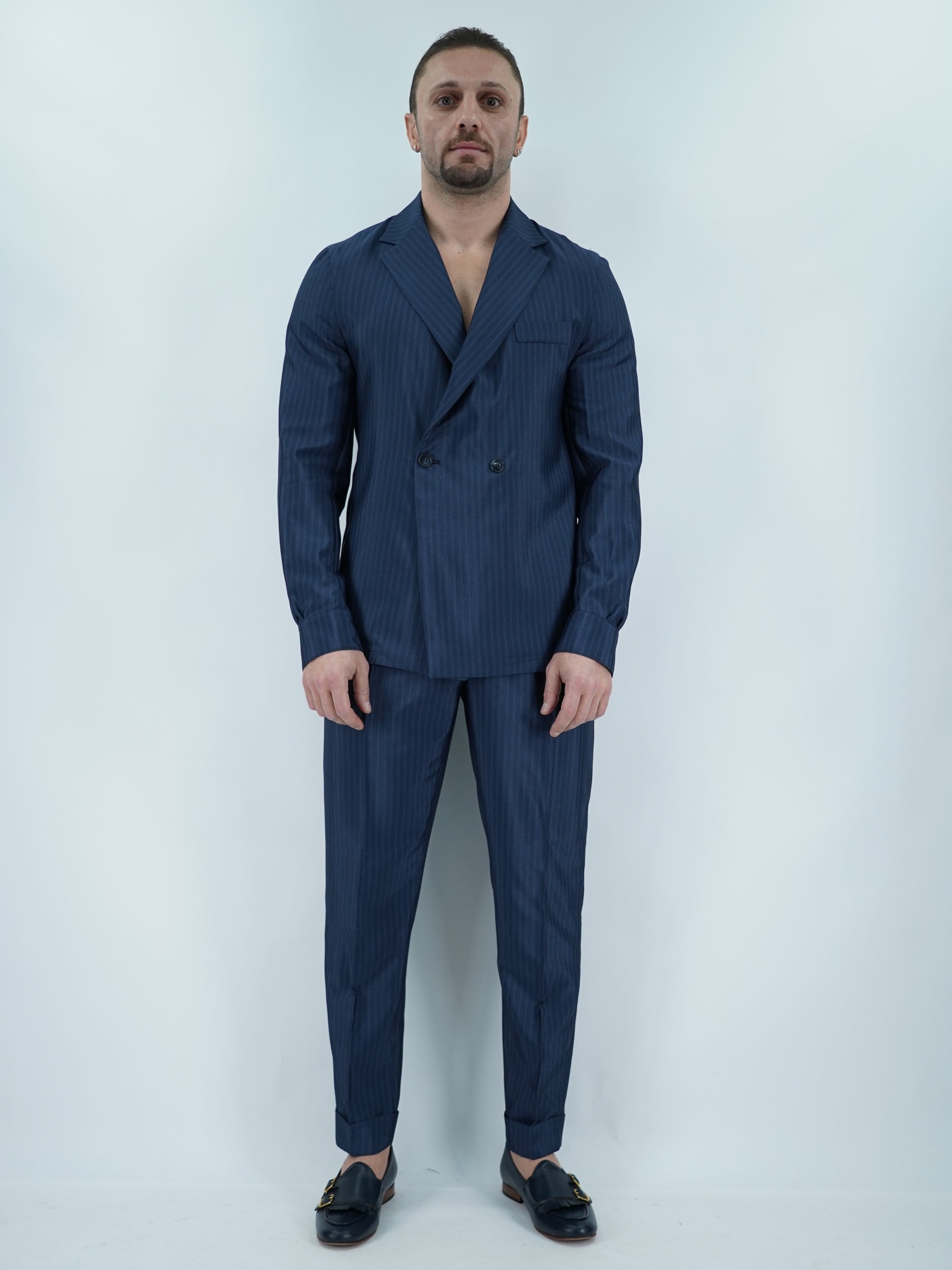 Giacca camicia doppiopetto petto napoli solaro blu