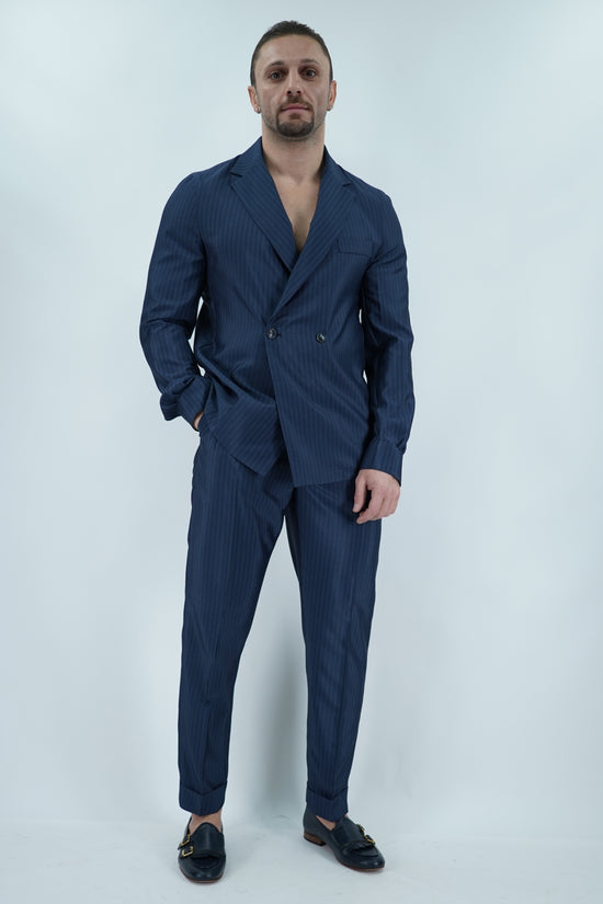 Giacca camicia doppiopetto petto napoli solaro blu