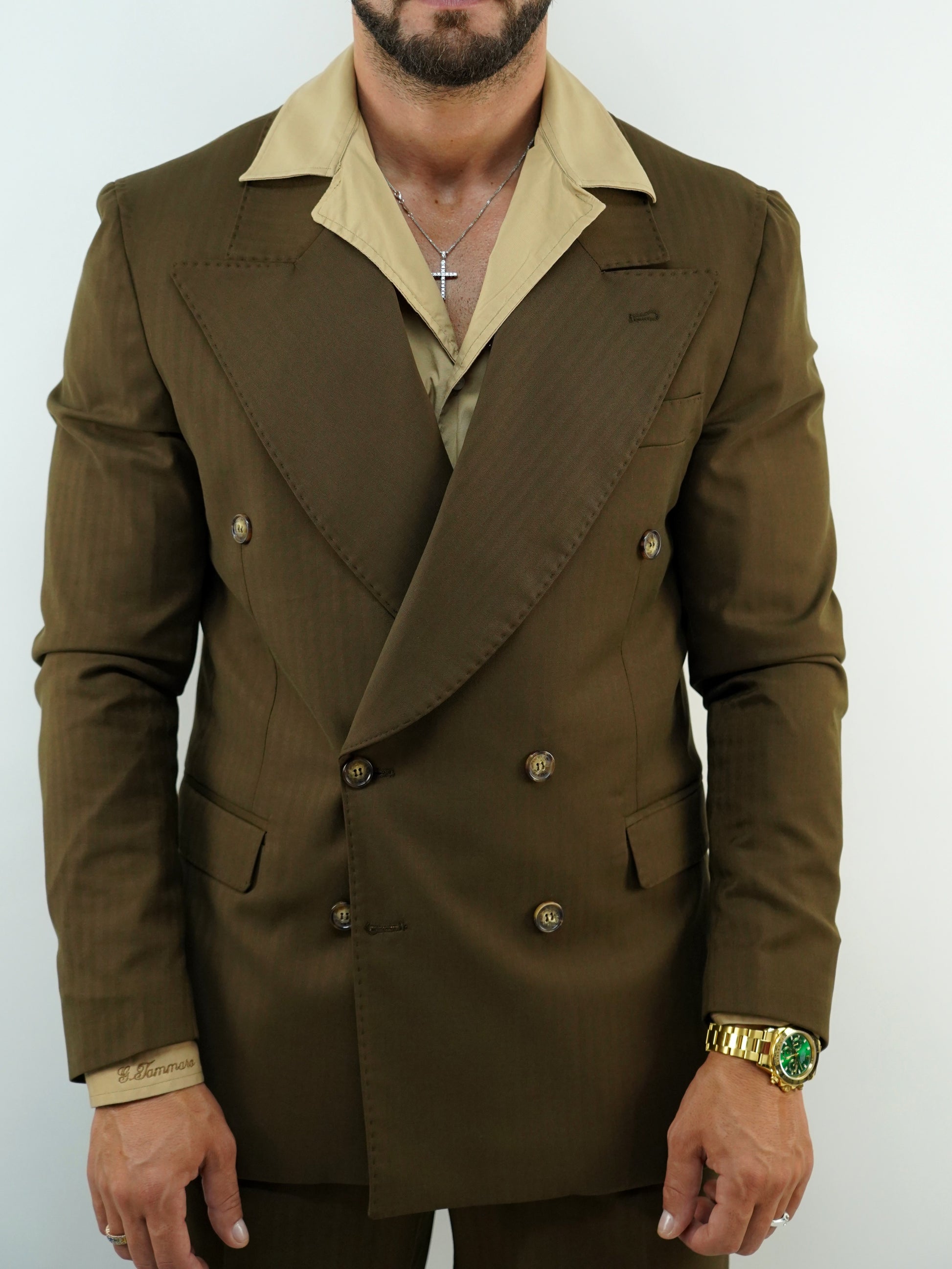 Abito Extensive doppiopetto petto a lancia colore cubano