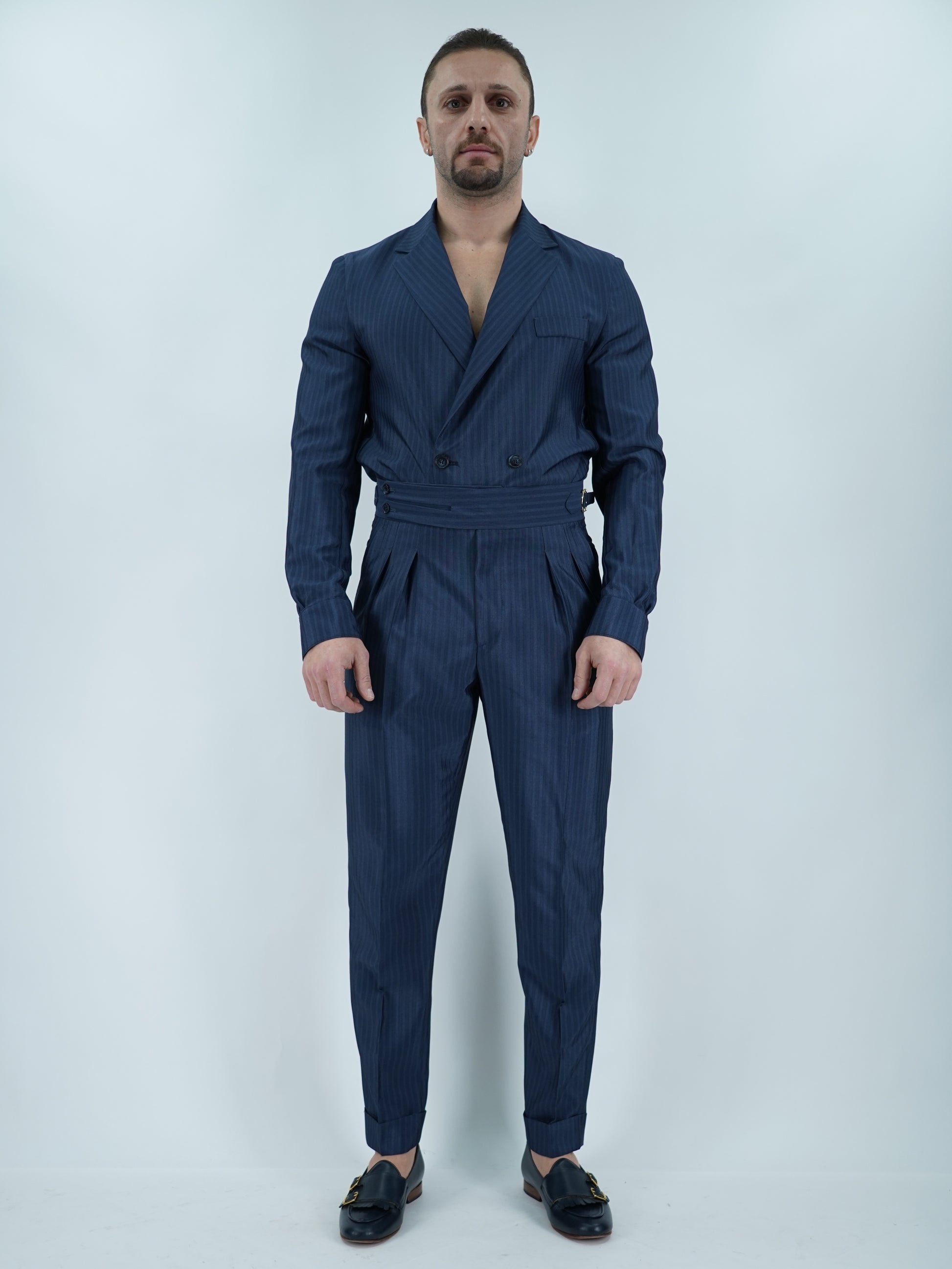 Giacca camicia doppiopetto petto napoli solaro blu