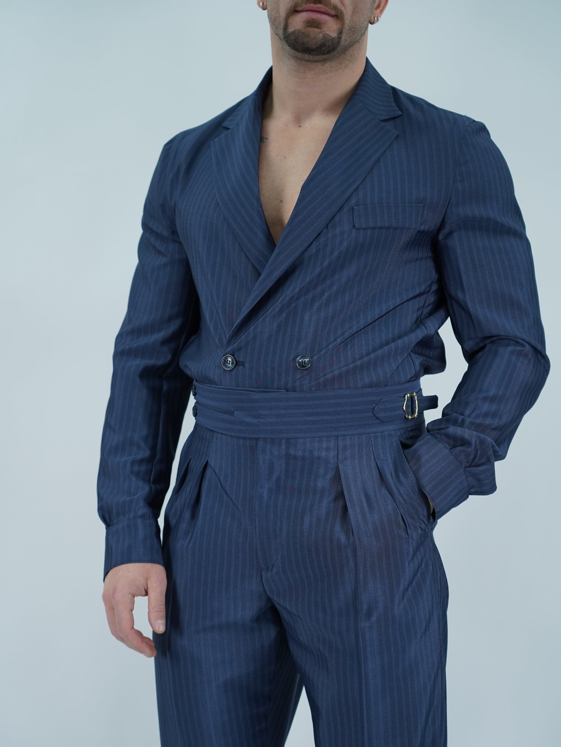 Giacca camicia doppiopetto petto napoli solaro blu
