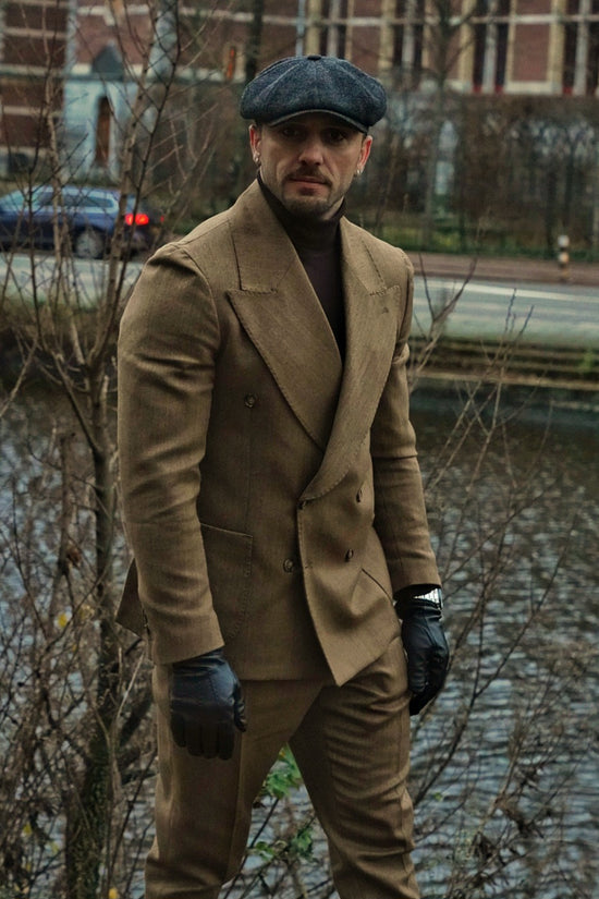 Abito Extensive doppiopetto petto a lancia spigato marrone