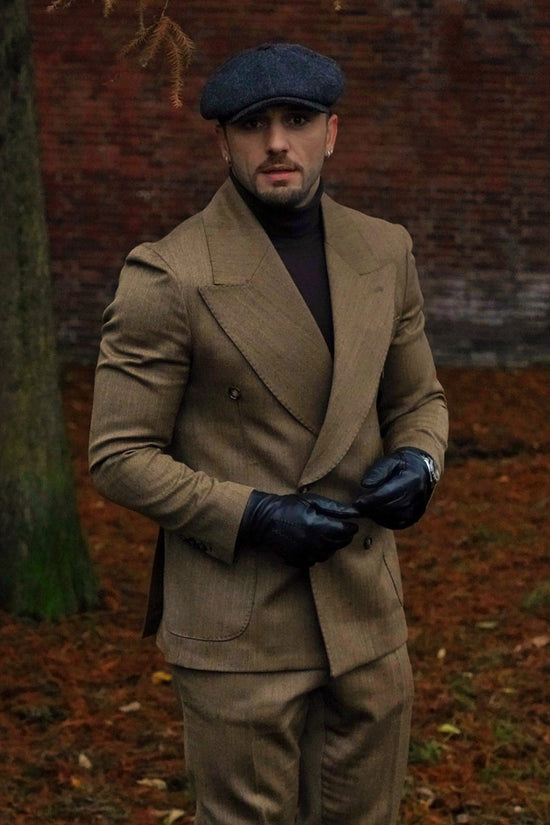 Abito Extensive doppiopetto petto a lancia spigato marrone