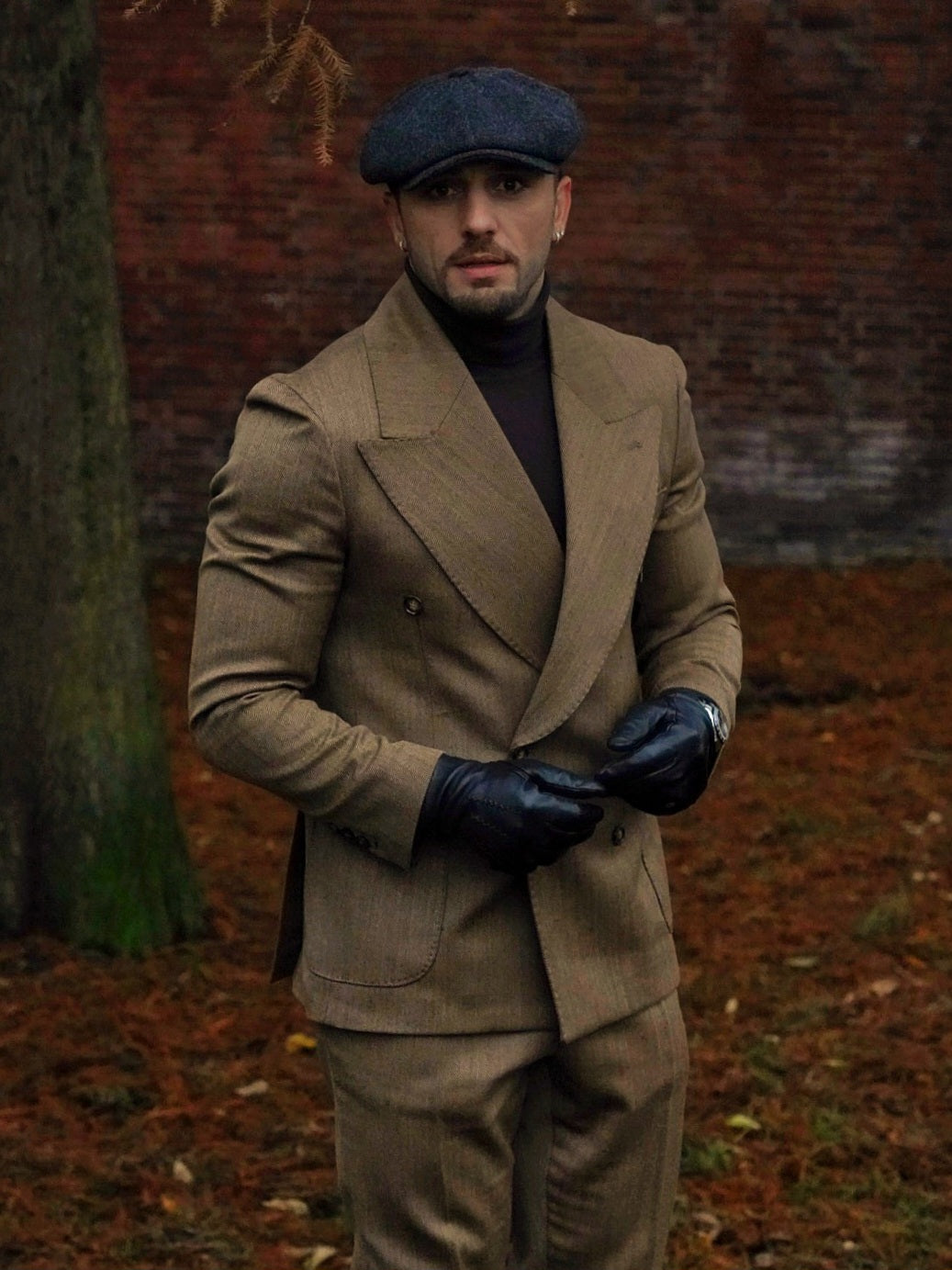 Abito Extensive doppiopetto petto a lancia spigato marrone