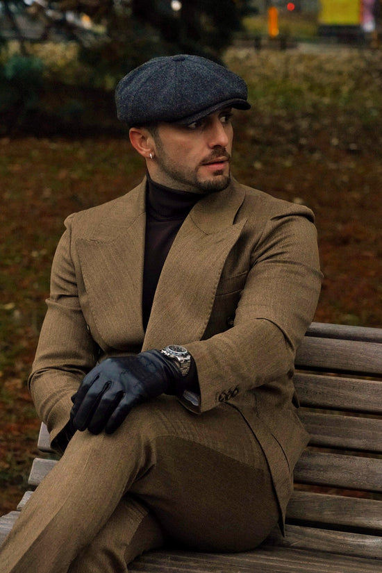 Abito Extensive doppiopetto petto a lancia spigato marrone