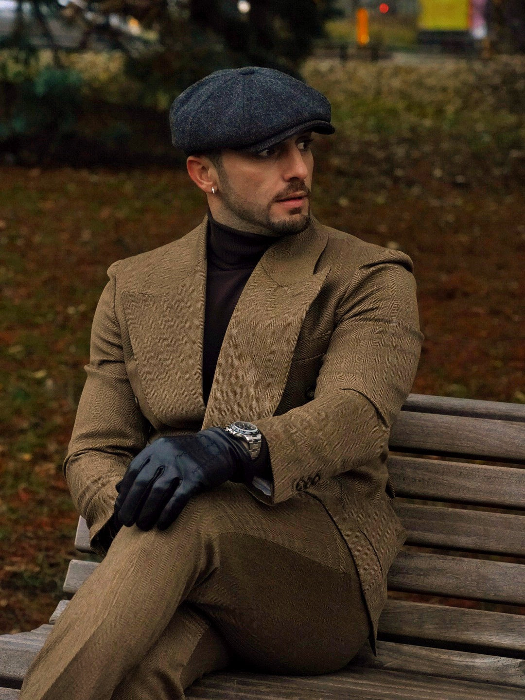 Abito Extensive doppiopetto petto a lancia spigato marrone