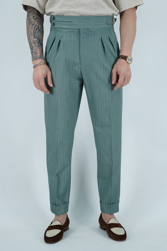 Gurkha biforcato verde gessato con fibbie stringenti laterali