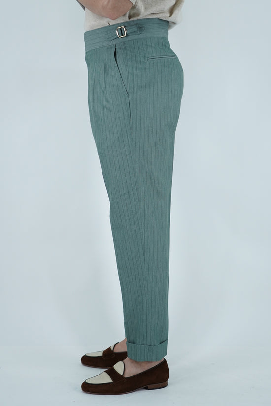 Gurkha biforcato verde gessato con fibbie stringenti laterali