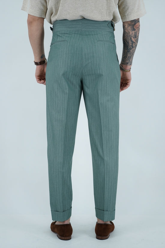 Gurkha biforcato verde gessato con fibbie stringenti laterali
