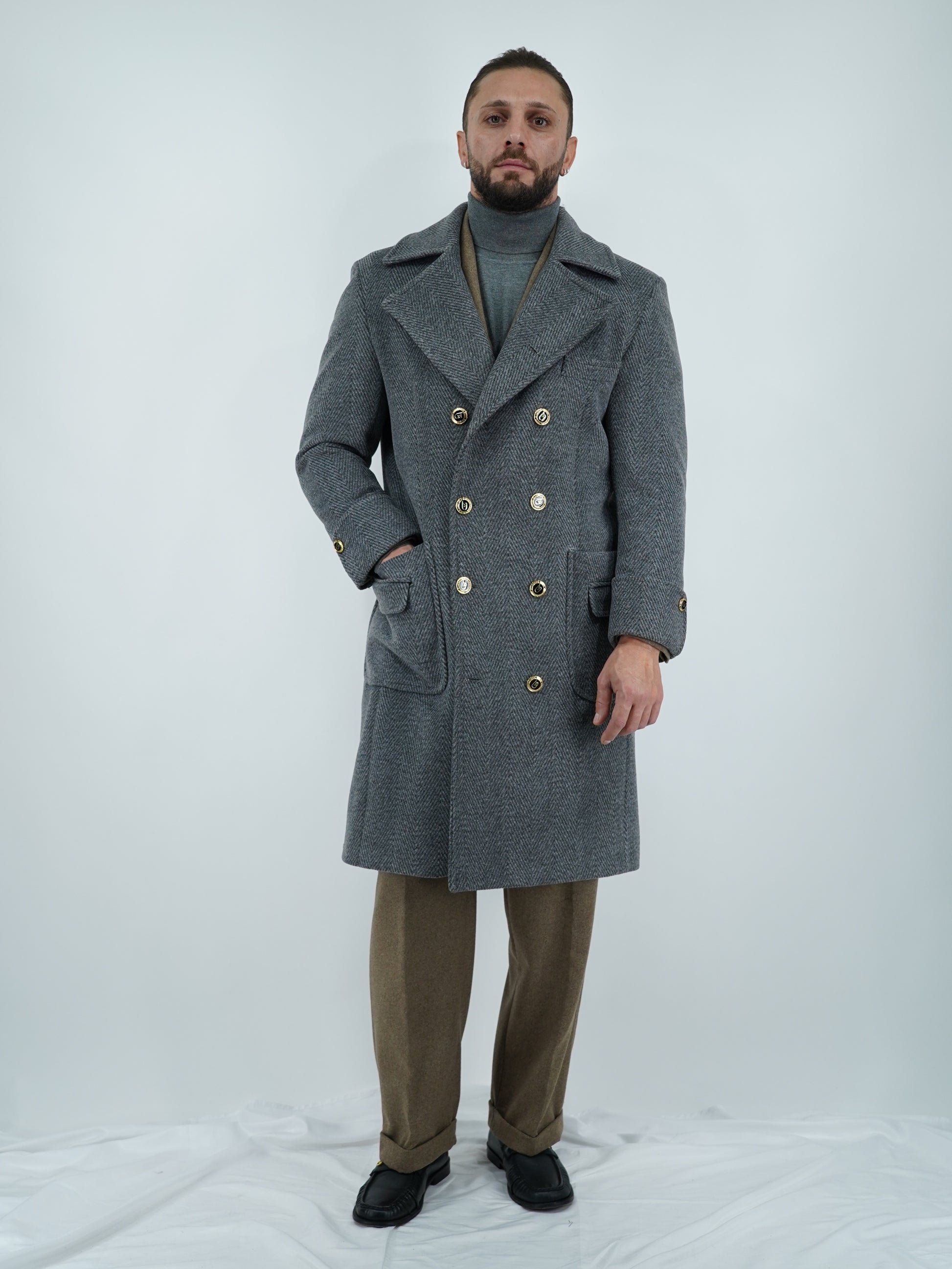 Cappotto Chesterfield Spigato Grigio Scuro