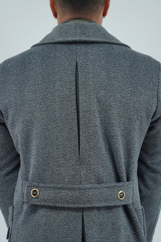 Cappotto Chesterfield Spigato Grigio Scuro