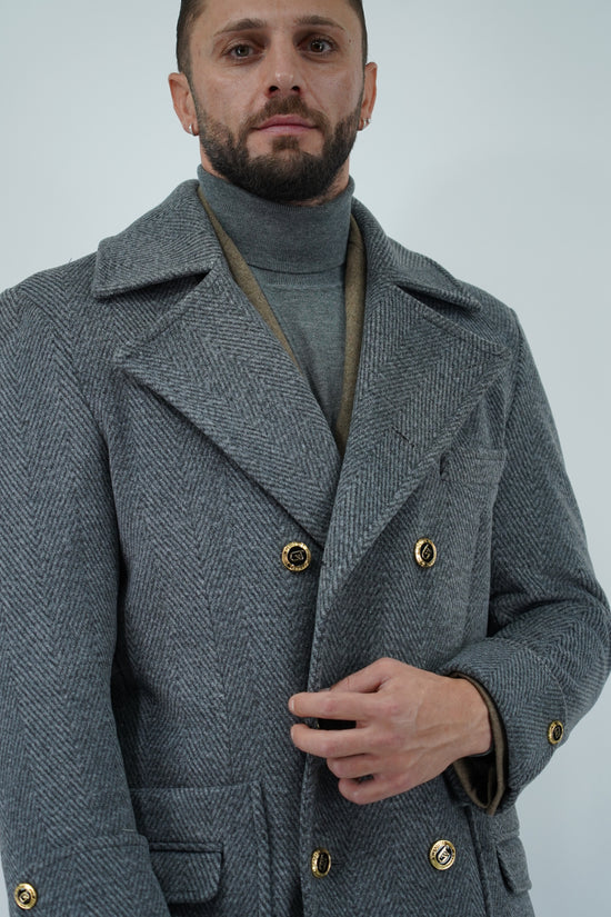Cappotto Chesterfield Spigato Grigio Scuro