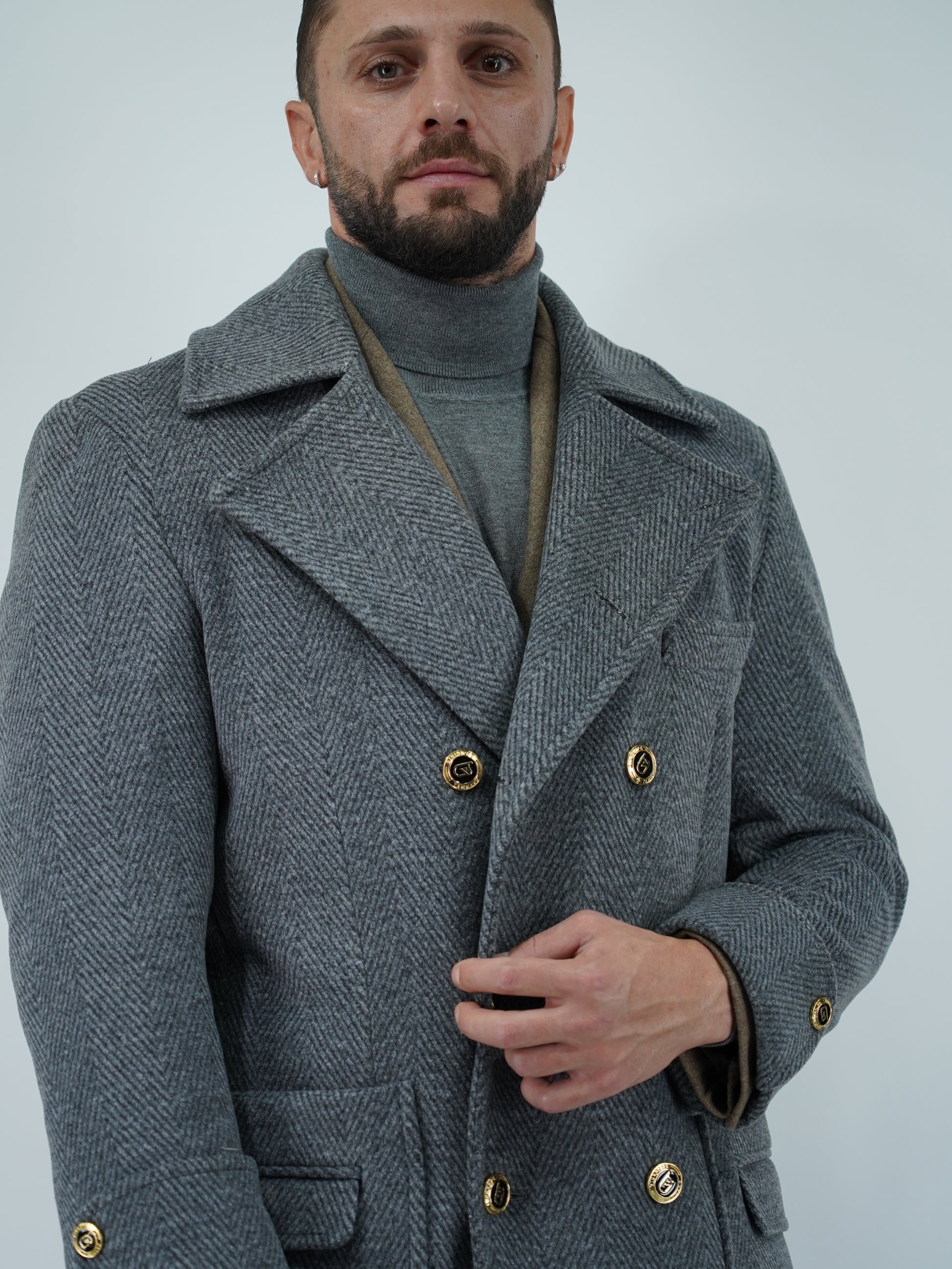 Cappotto Chesterfield Spigato Grigio Scuro