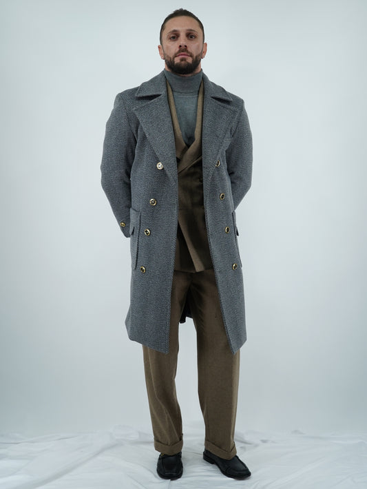 Cappotto Chesterfield Spigato Grigio Scuro