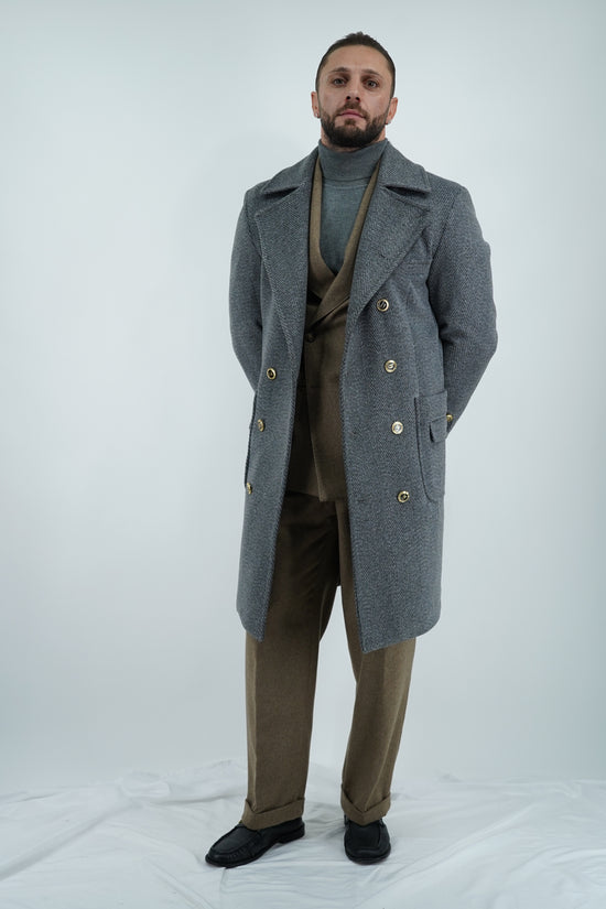 Cappotto Chesterfield Spigato Grigio Scuro