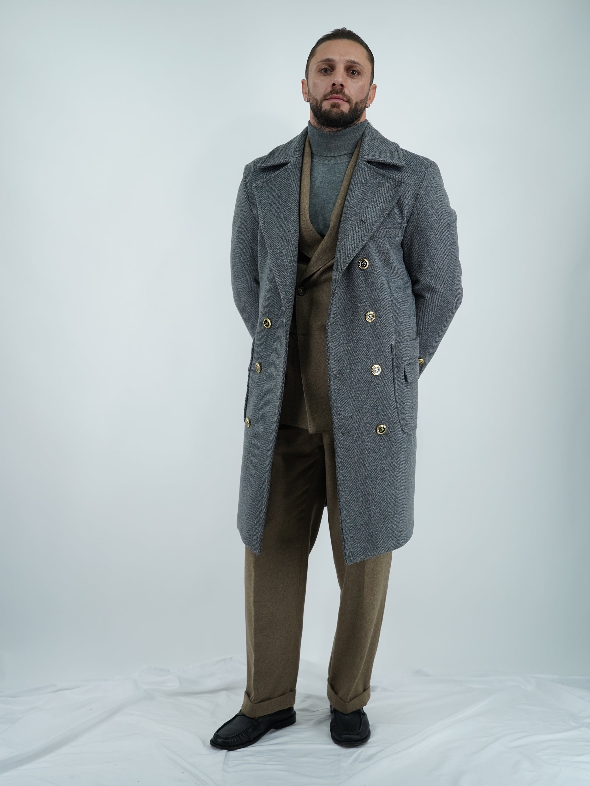 Cappotto Chesterfield Spigato Grigio Scuro