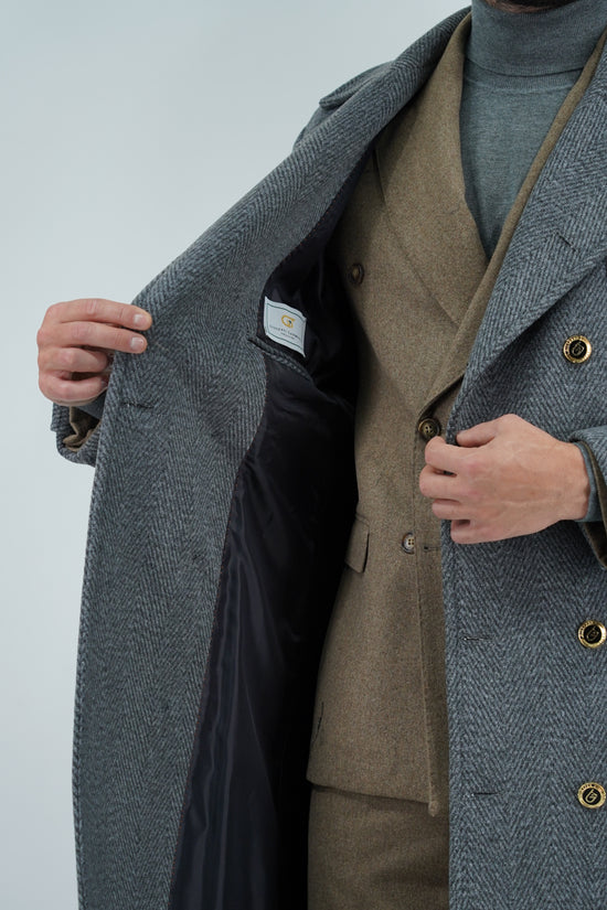 Cappotto Chesterfield Spigato Grigio Scuro