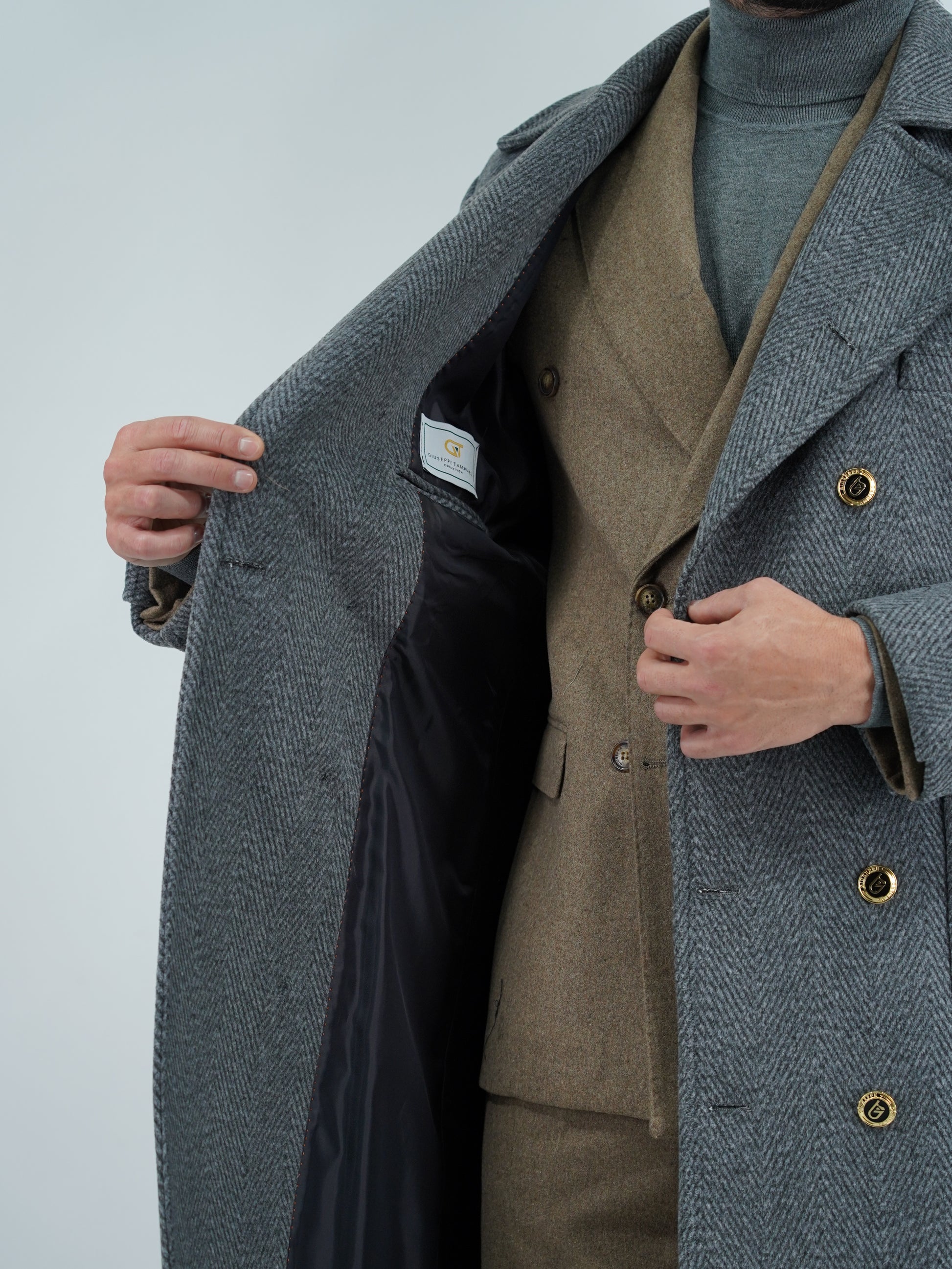 Cappotto Chesterfield Spigato Grigio Scuro