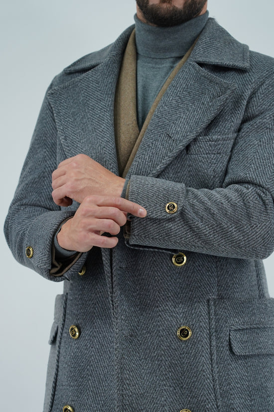 Cappotto Chesterfield Spigato Grigio Scuro