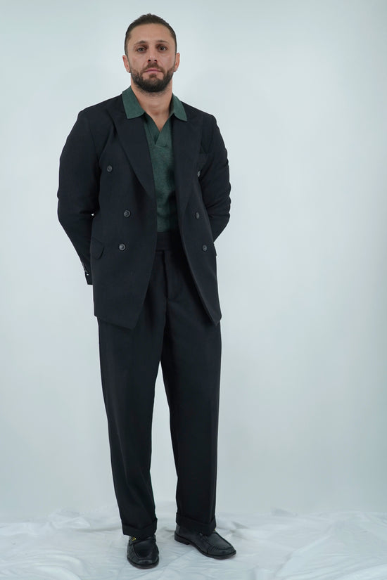 Giacca Harmonious doppiopetto in flanella nero