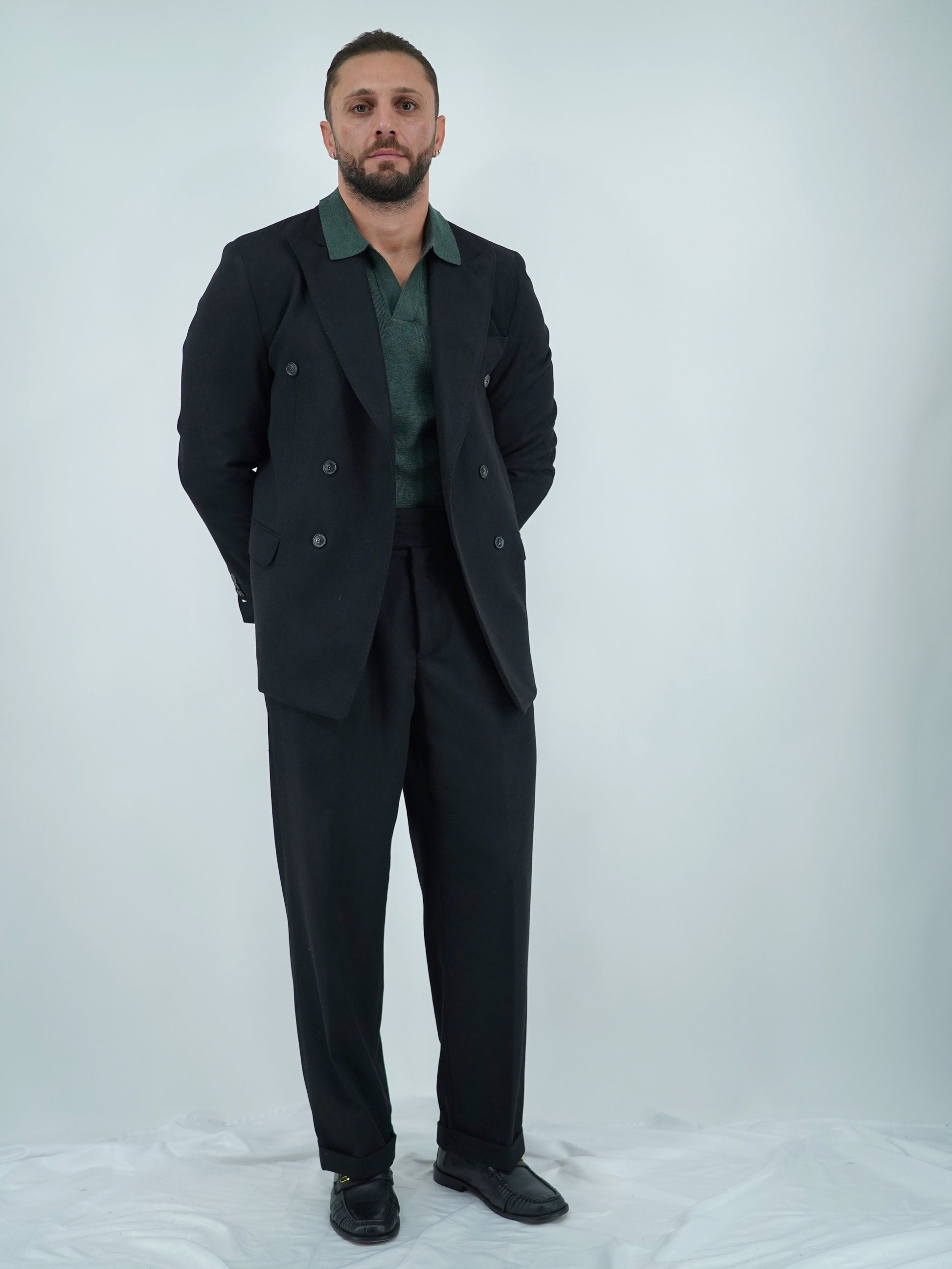 Giacca Harmonious doppiopetto in flanella nero