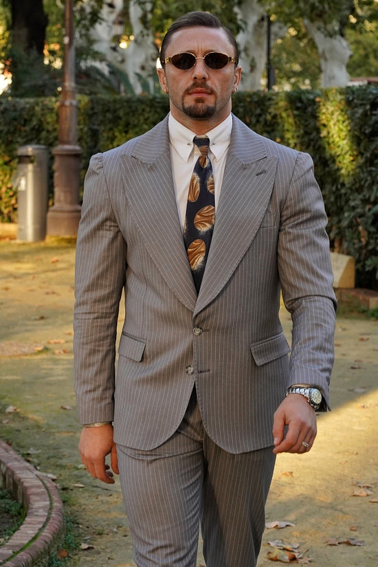 Abito Extensive monopetto petto a lancia gessato grigio