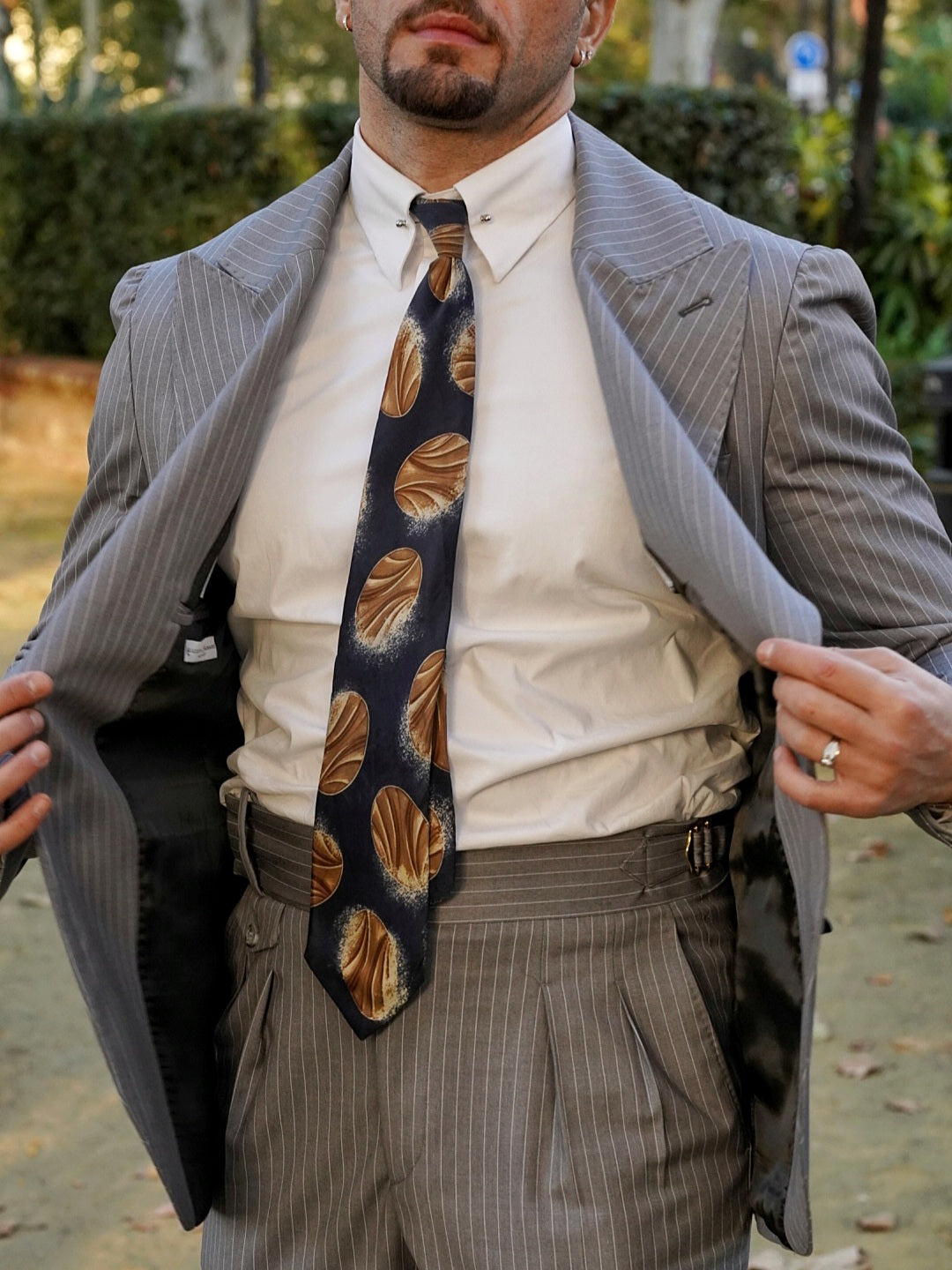 Abito Extensive monopetto petto a lancia gessato grigio