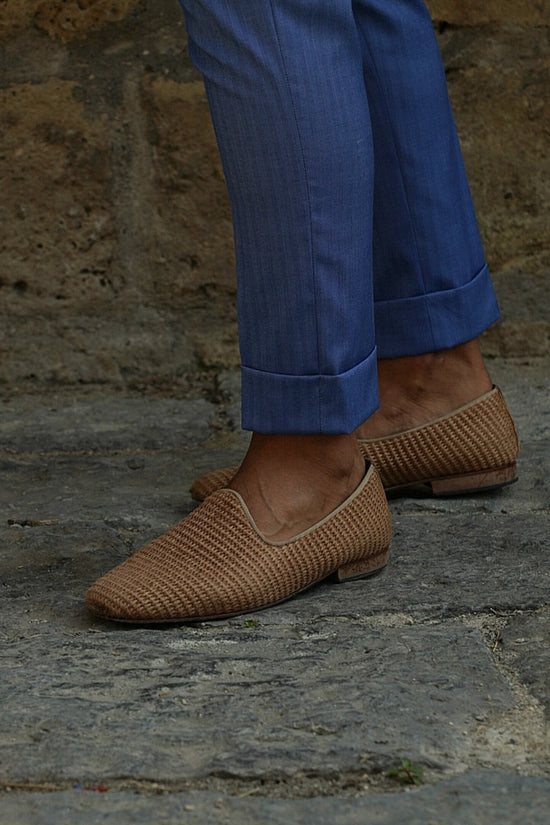 Mocassini pantofola in rafia