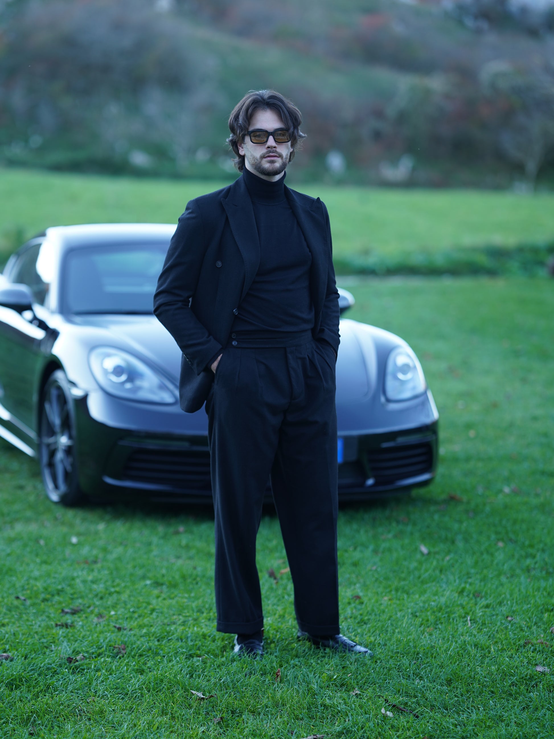 Giacca Harmonious doppiopetto in flanella nero