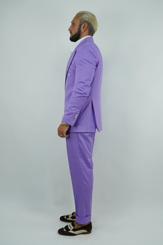 Abito Extensive doppiopetto petto a lancia lilla gessato