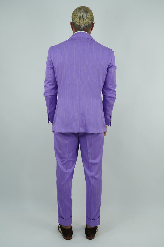 Abito Extensive doppiopetto petto a lancia lilla gessato