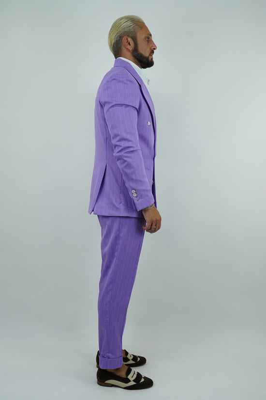 Abito Extensive doppiopetto petto a lancia lilla gessato