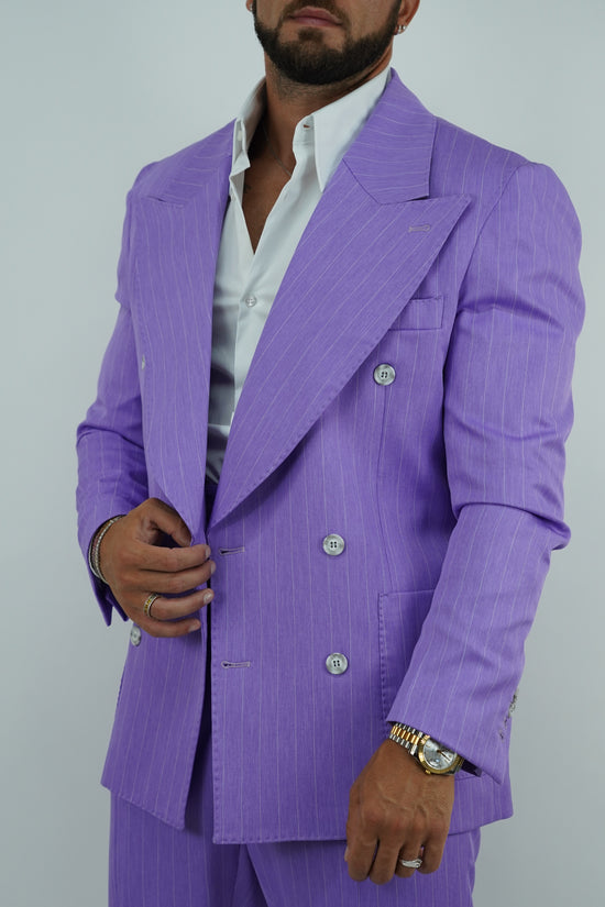 Abito Extensive doppiopetto petto a lancia lilla gessato