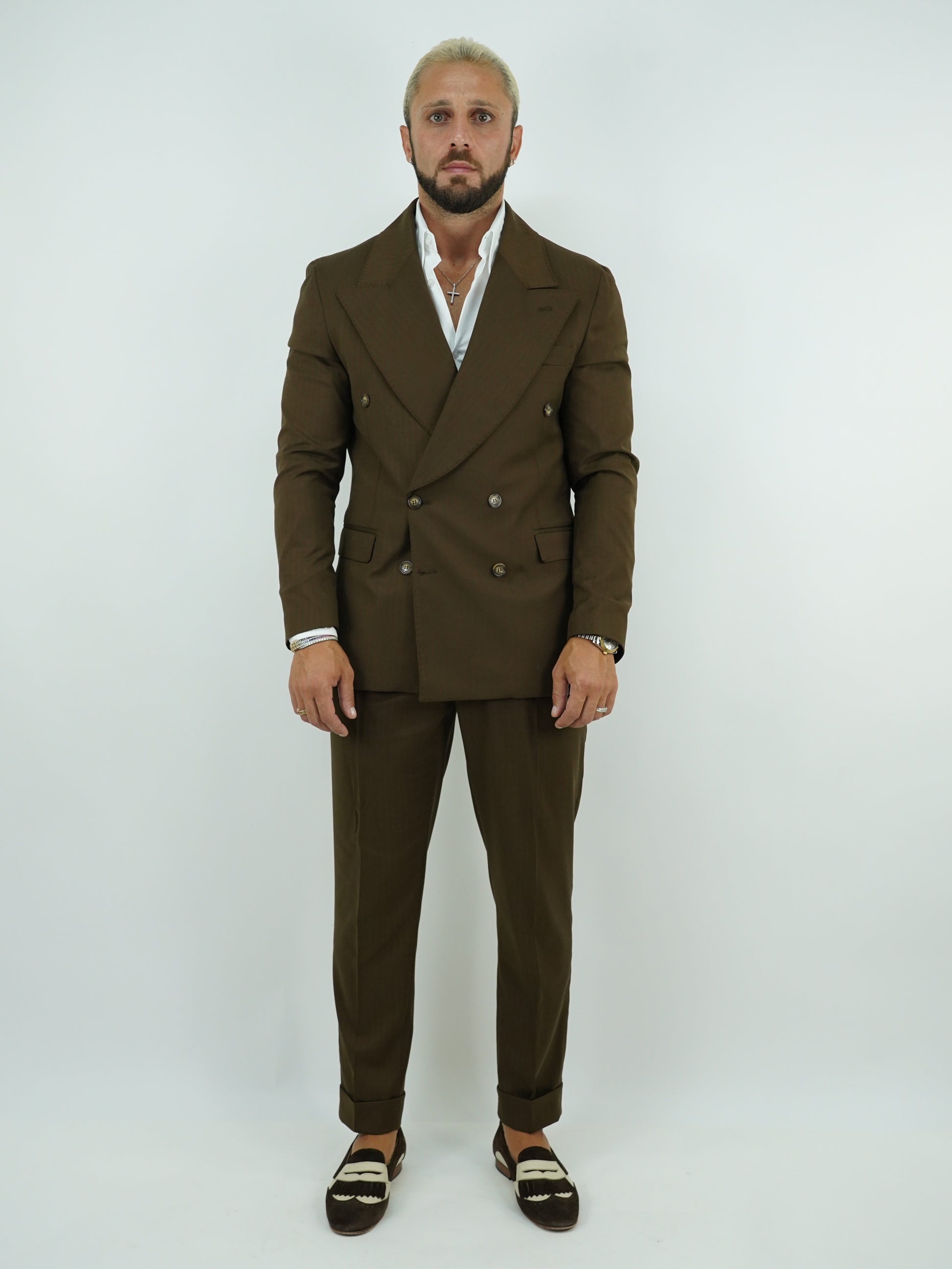 Abito Extensive doppiopetto petto a lancia colore cubano