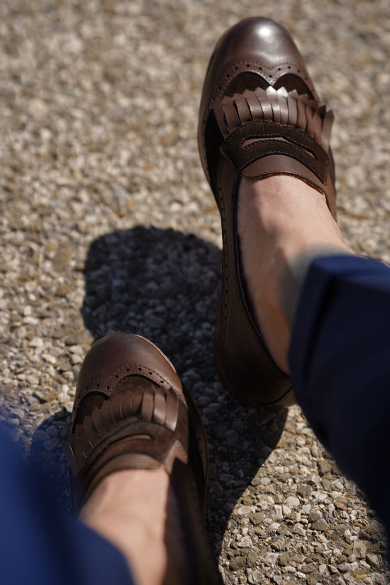 Mocassino inglese bicolore testa di moro