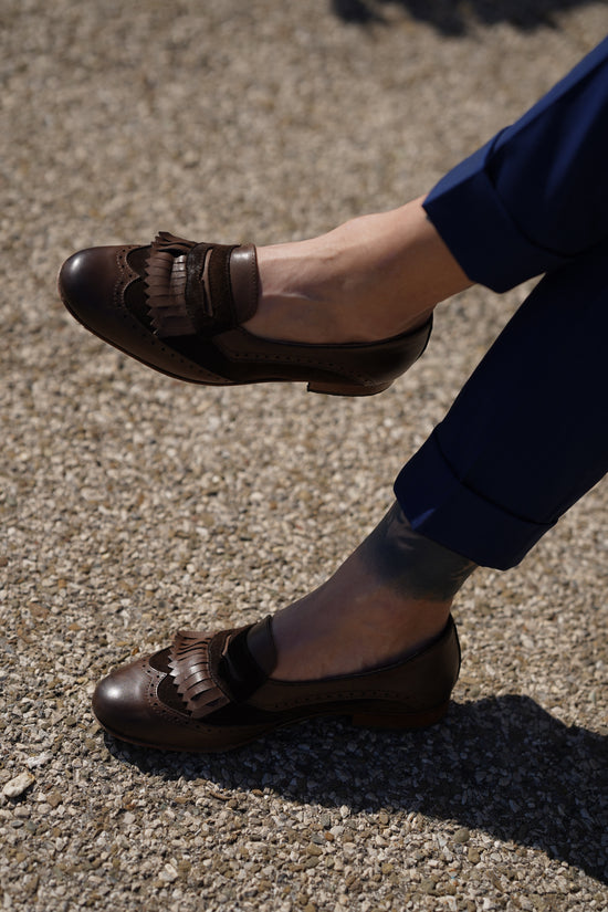 Mocassino inglese bicolore testa di moro