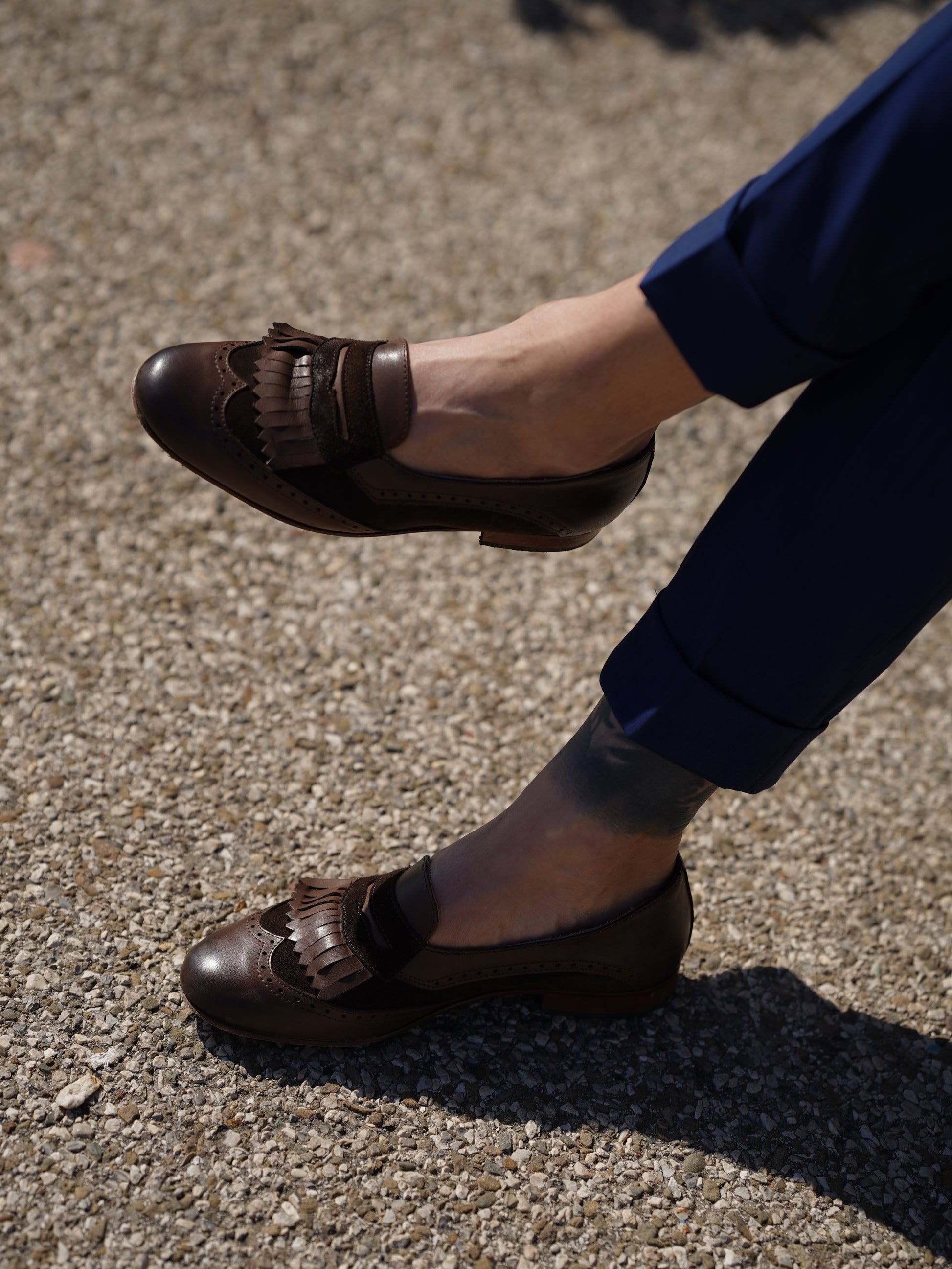 Mocassino inglese bicolore testa di moro