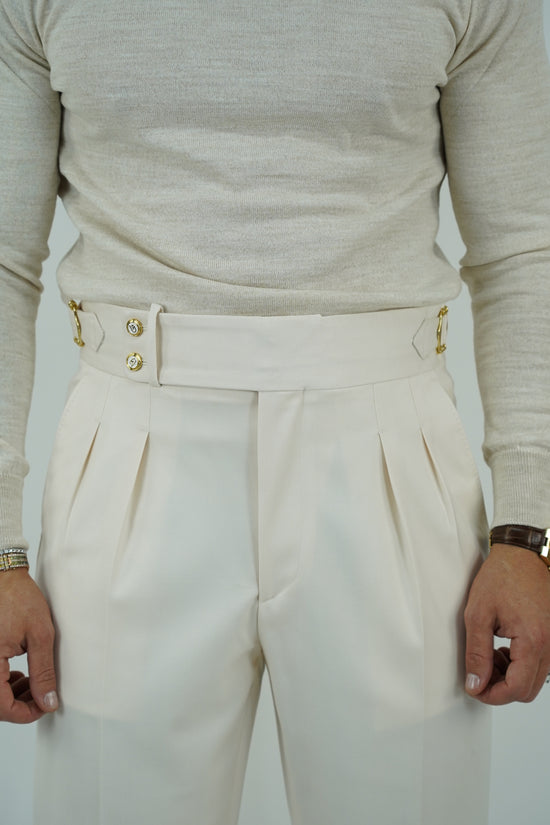 Gurkha panna con bottoni oro e fibbie stringenti laterali